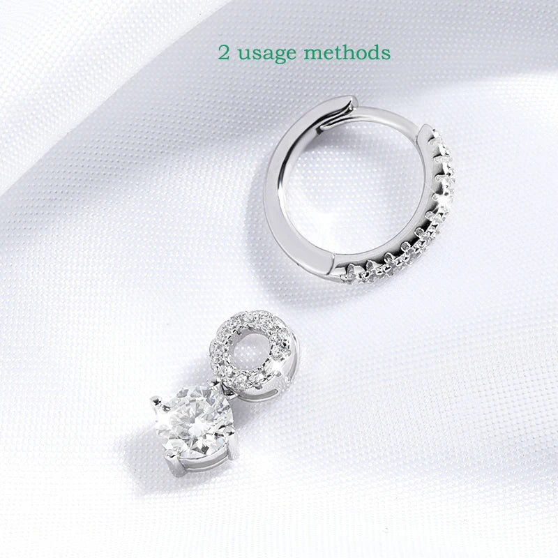 Certified Elegance: 1ct White Gold Plated Moissanite Drop Earrings