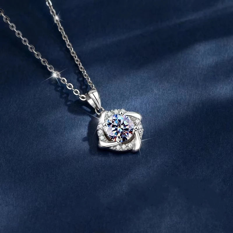 Silver Breeze Moissanite Windmill Necklace