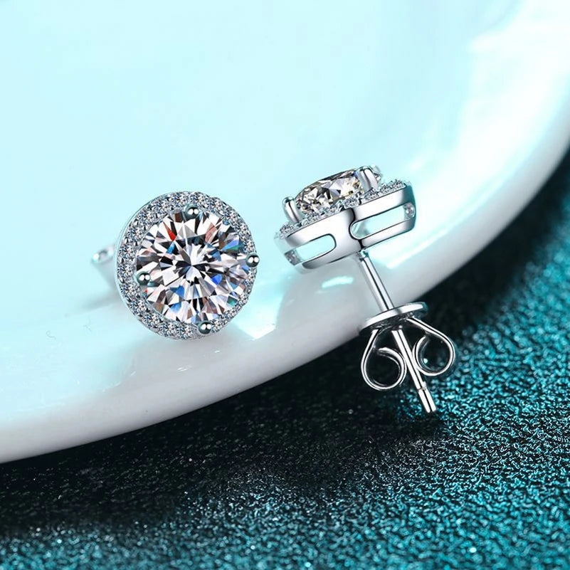 Elegant 1 Carat Moissanite Stud Earrings in Sterling Silver