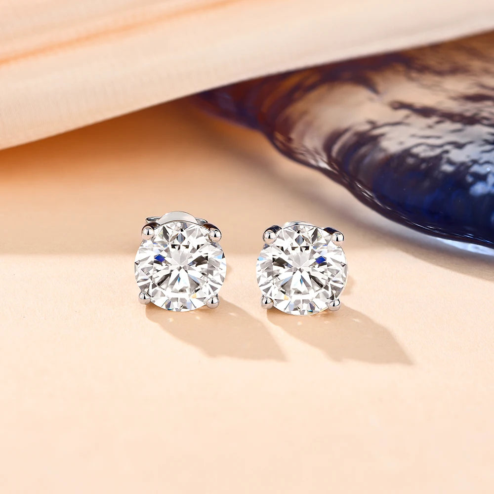 Luxurious 2ct D Color Moissanite Stud Earrings in 925 Sterling Silver