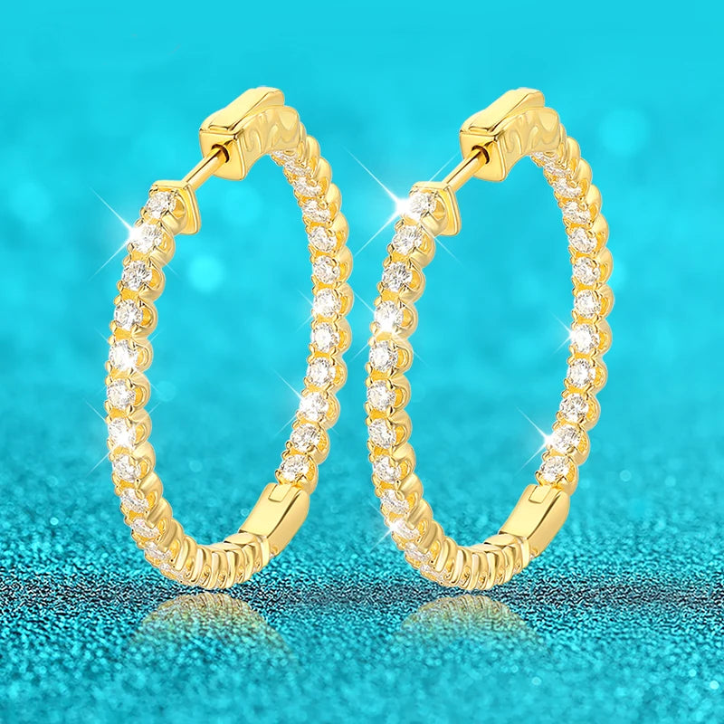 Moissanite Hoop Earrings: Sterling &amp; Gold