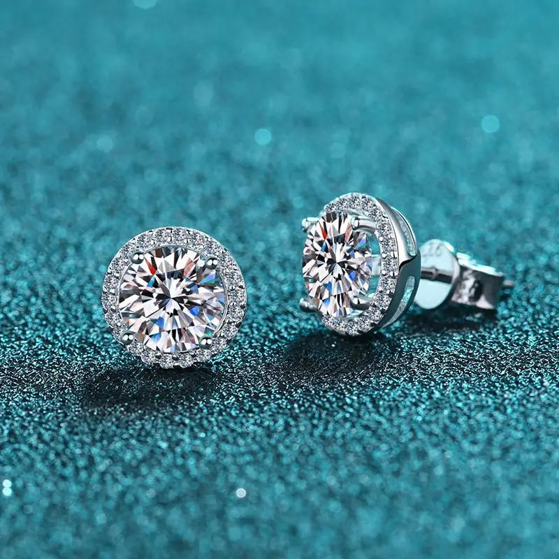 Elegant 1 Carat Moissanite Stud Earrings in Sterling Silver