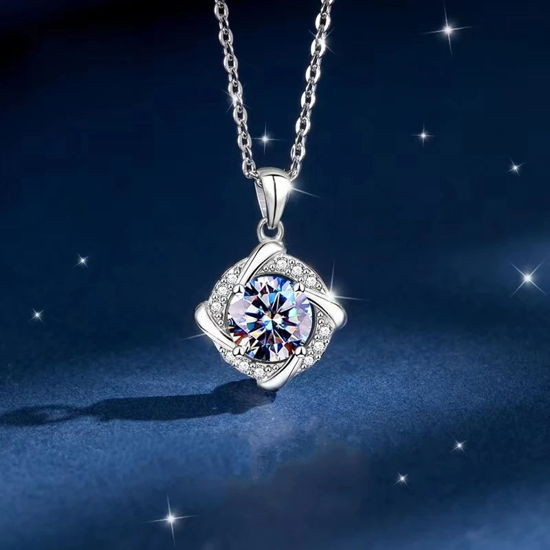 Silver Breeze Moissanite Windmill Necklace