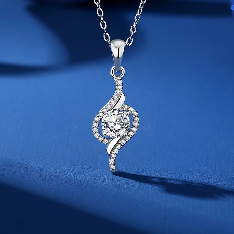 Sparkling Rhythm: 925 Sterling Silver Moissanite Diamond Necklace