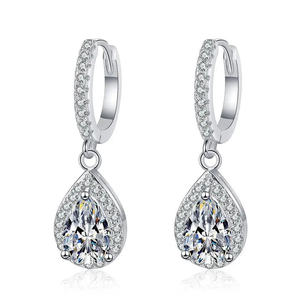 Luxe Sparkle: 1 Carat Moissanite Drop Earrings