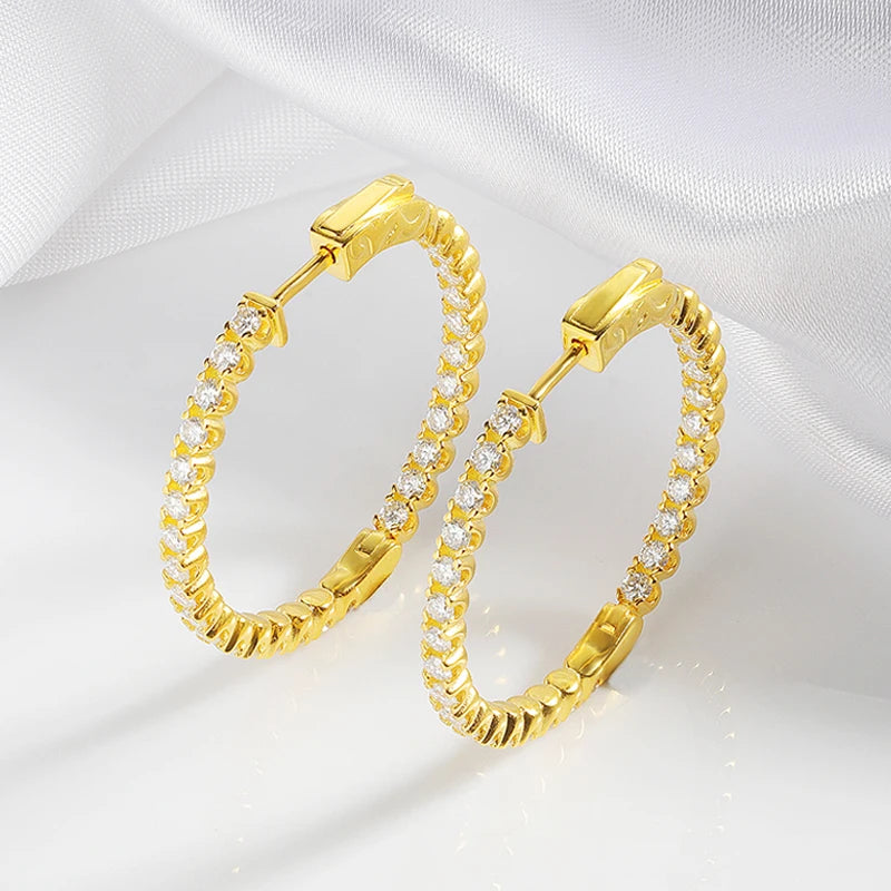 Moissanite Hoop Earrings: Sterling &amp; Gold