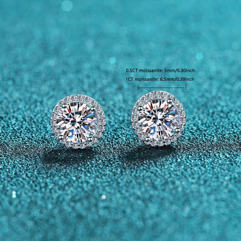 Elegant 1 Carat Moissanite Stud Earrings in Sterling Silver