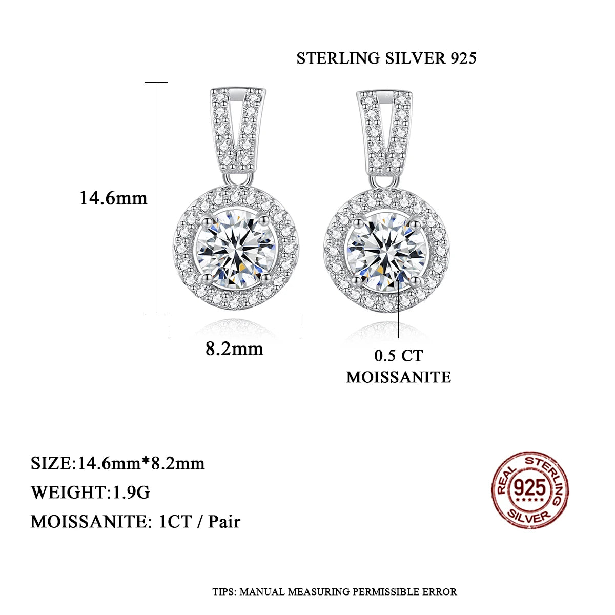 Moissanite Drop 925 Silver Earring