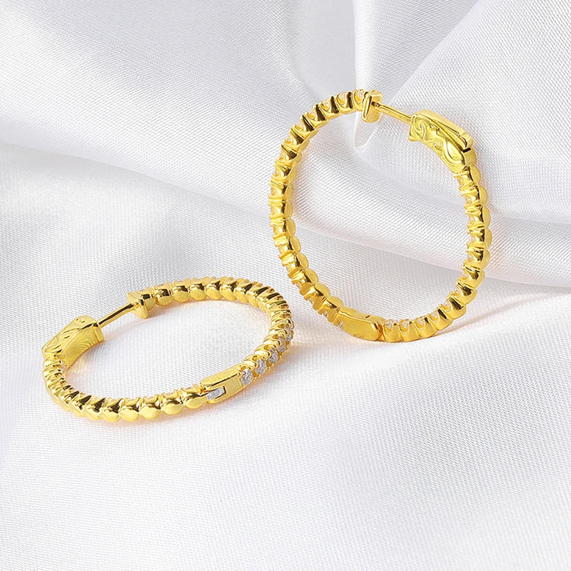 Moissanite Hoop Earrings: Sterling &amp; Gold