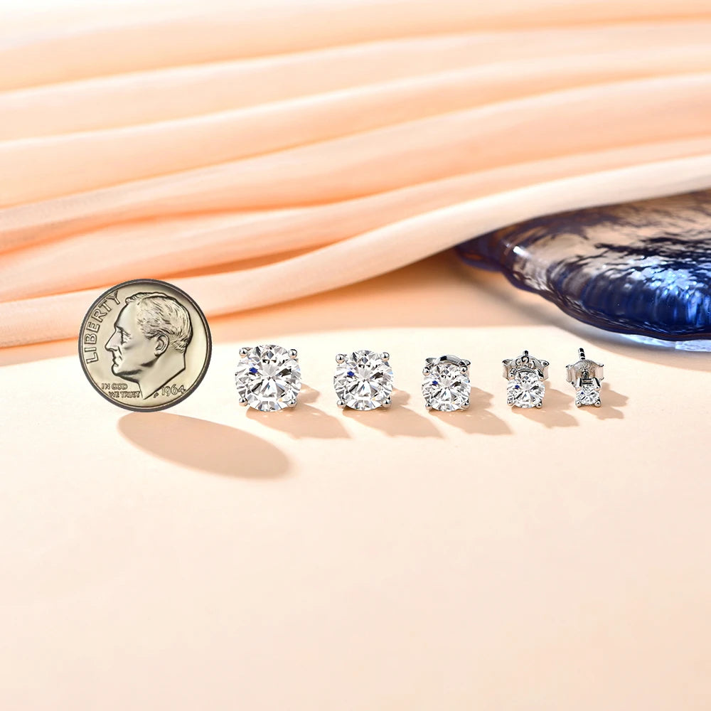 Luxurious 2ct D Color Moissanite Stud Earrings in 925 Sterling Silver