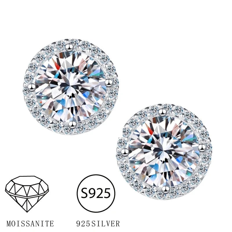 Elegant 1 Carat Moissanite Stud Earrings in Sterling Silver