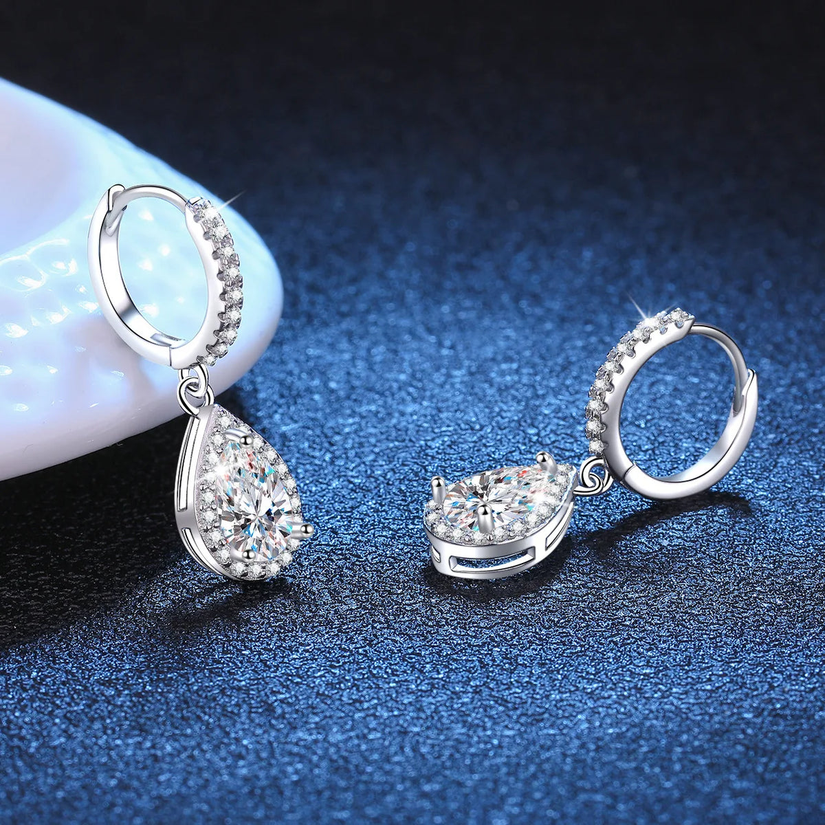 Luxe Sparkle: 1 Carat Moissanite Drop Earrings