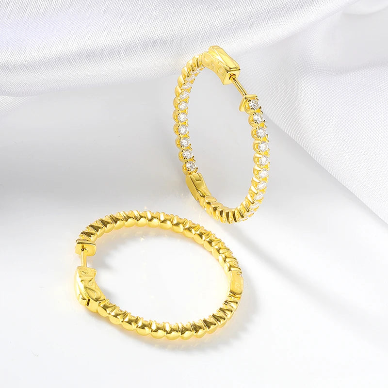 Moissanite Hoop Earrings: Sterling &amp; Gold