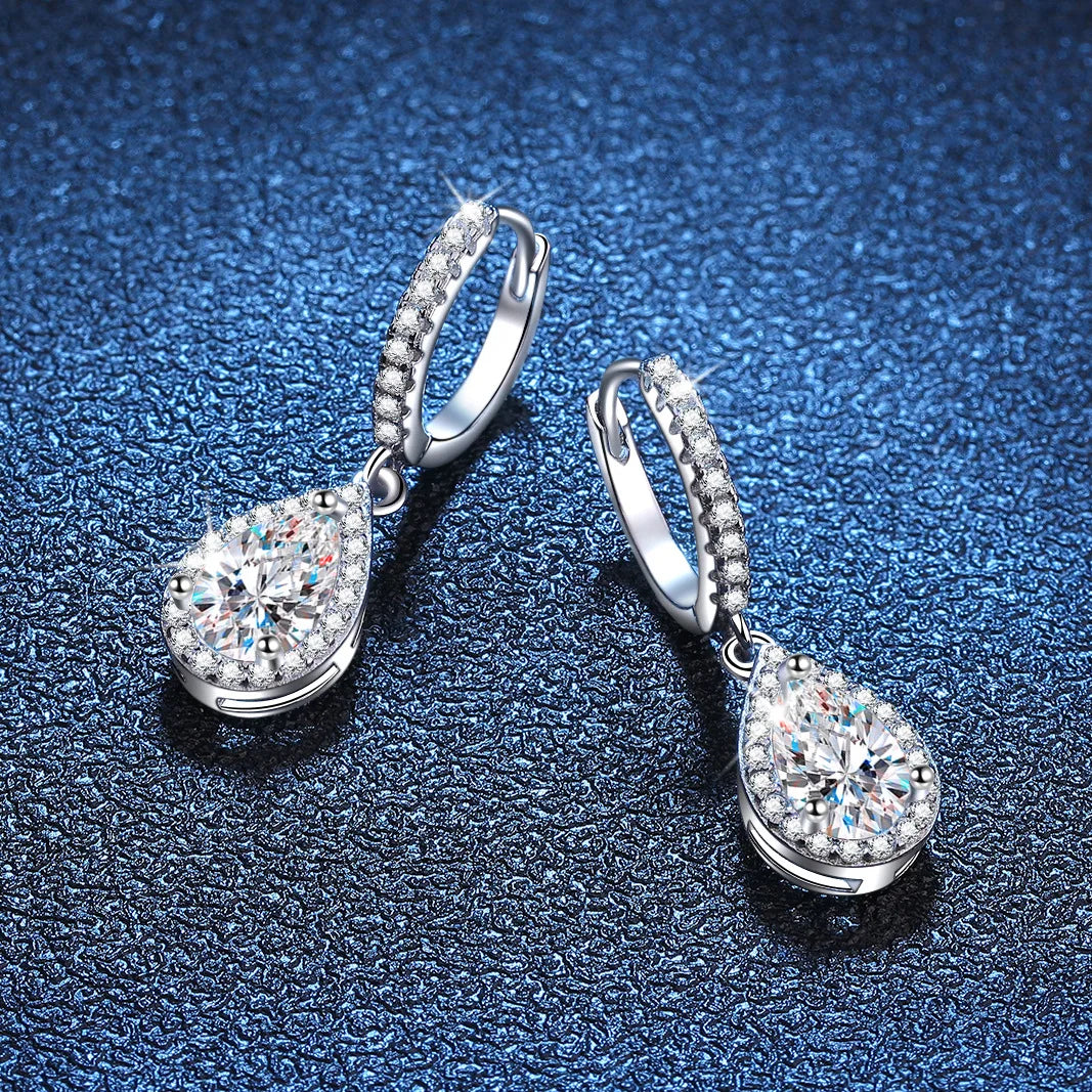 Luxe Sparkle: 1 Carat Moissanite Drop Earrings