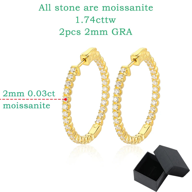 Moissanite Hoop Earrings: Sterling &amp; Gold